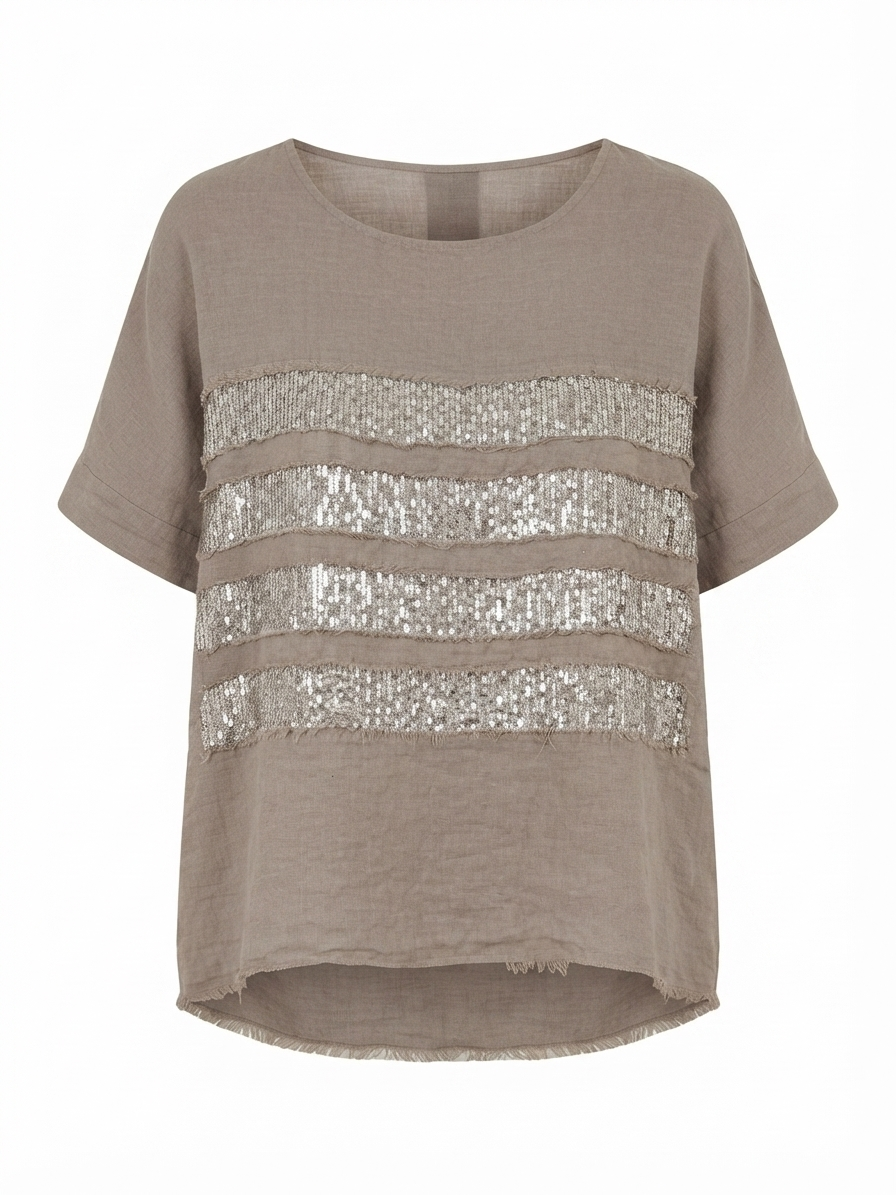 Sequin panel Shirt Mocha