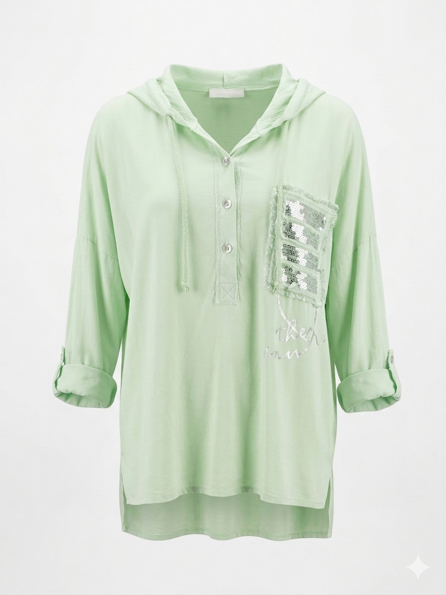 Italian sequin strip top