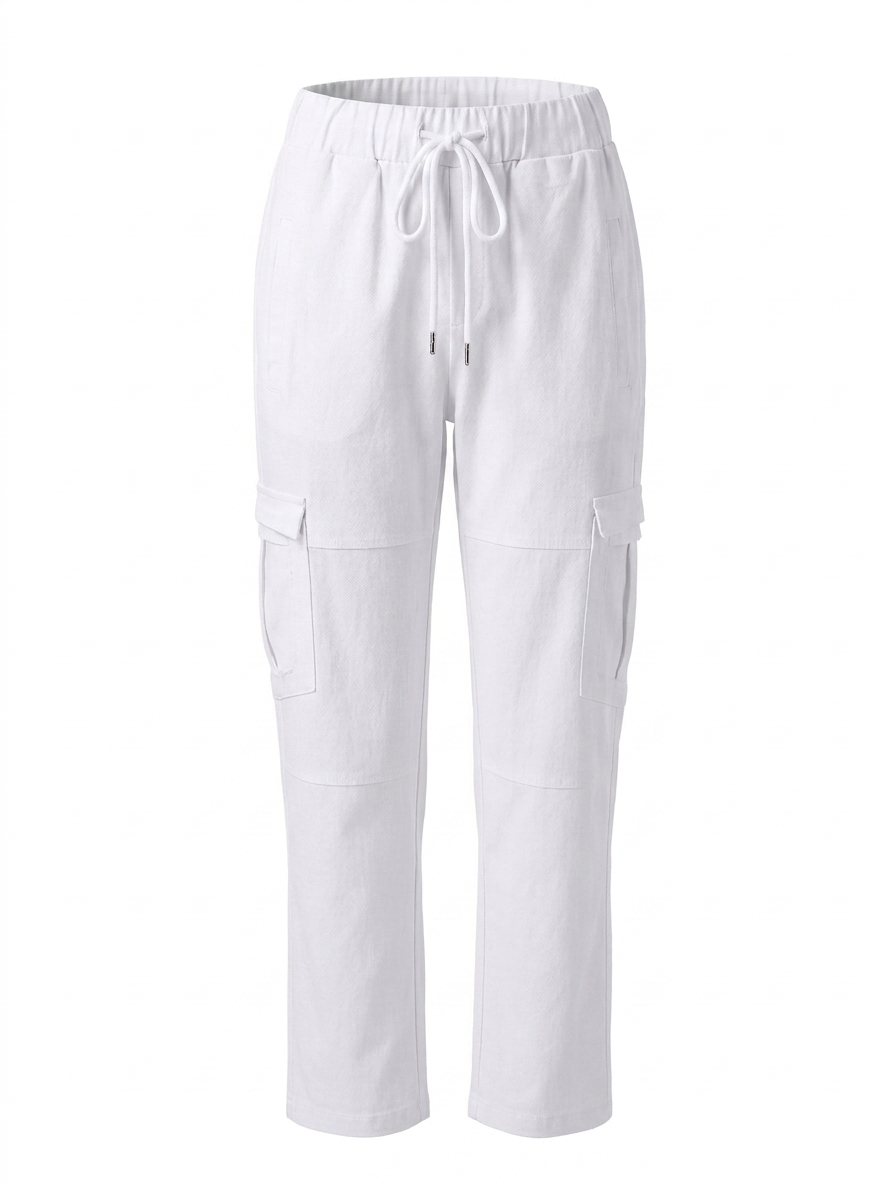 Italian cargo magic pants white
