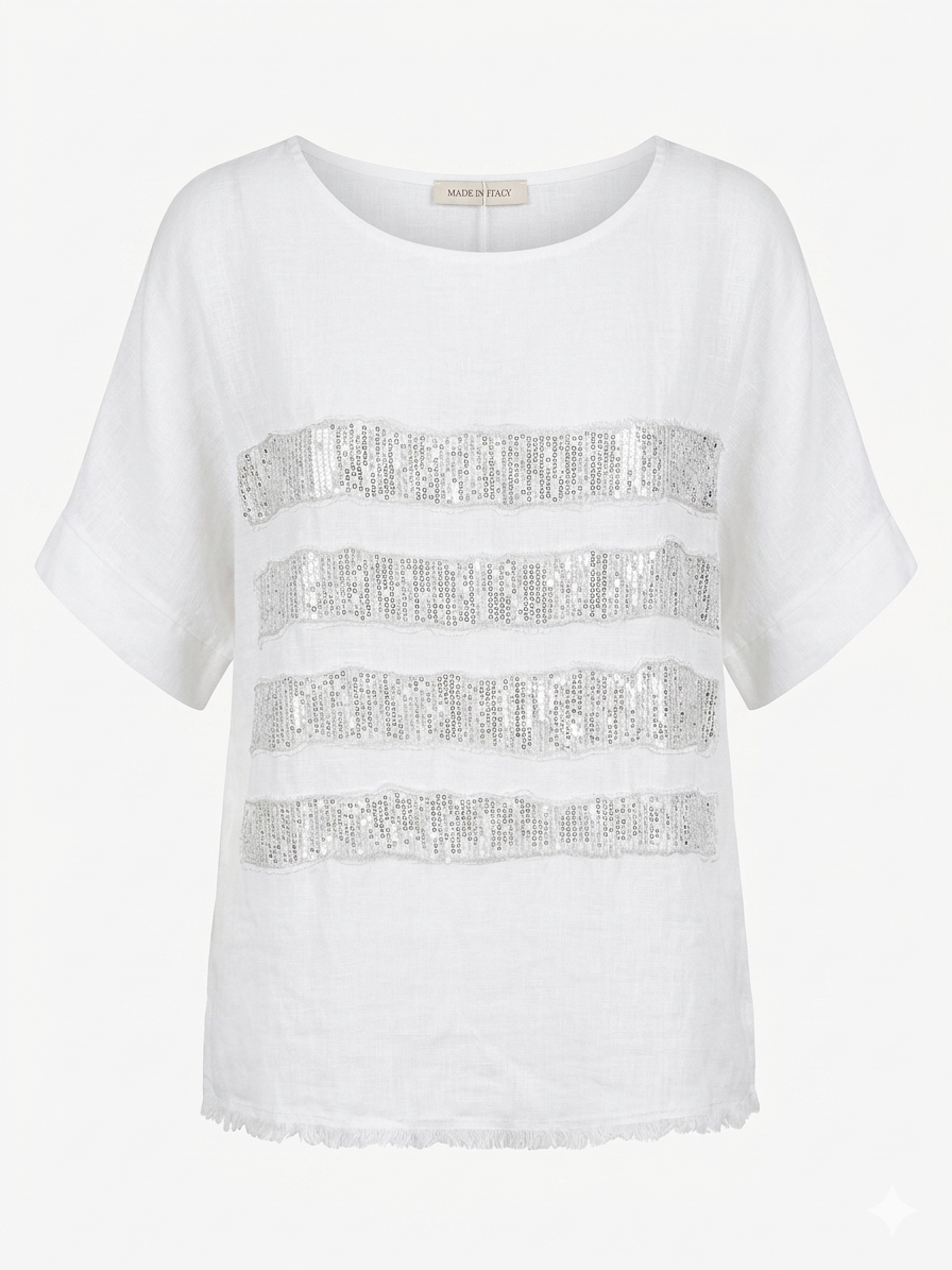 Silver linen panel shirt