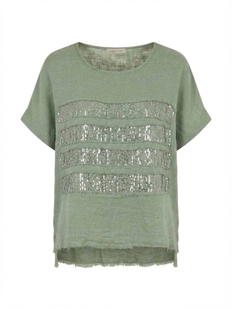 Sequin panel Shirt Khaki