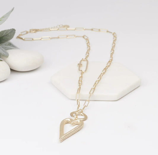 GOLD MATT OPEN HEART NECKLACE