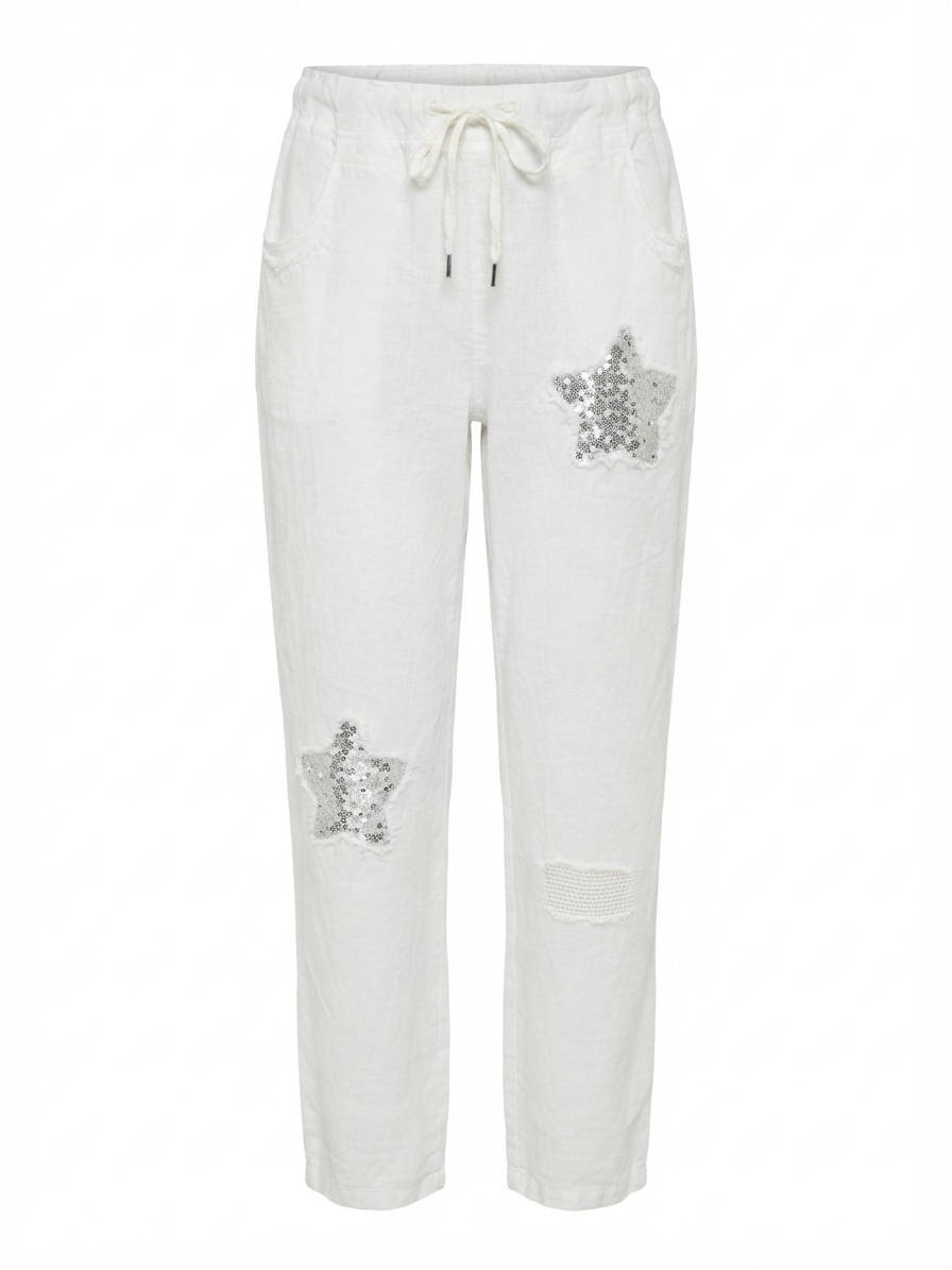 Silver star linen Italian pants