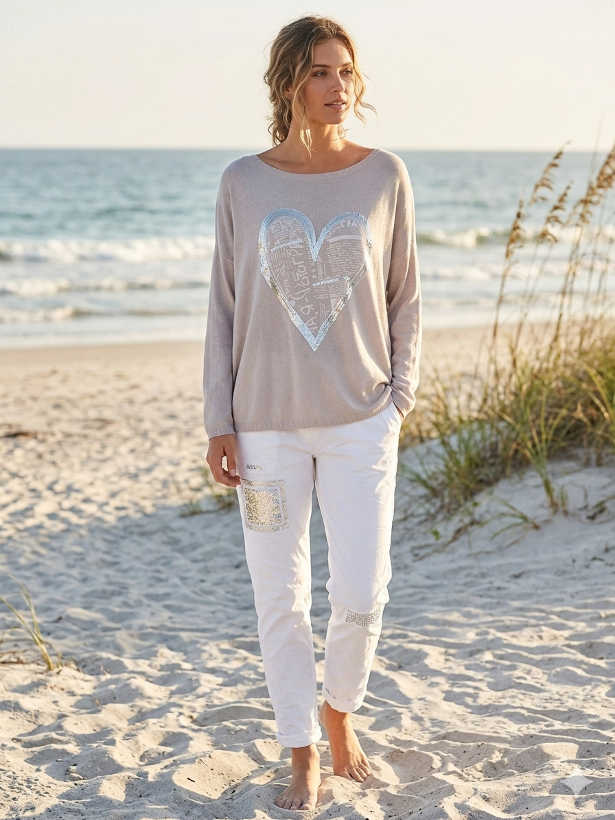 Dusty pink heart top
